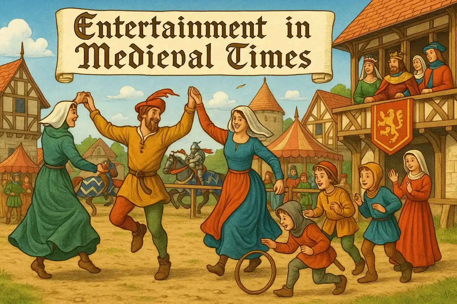 Forget the myths of a dull and joyless past — dive into the thrilling, noisy, and colorful world of entertainment in medieval times, from tavern dice games to grand castle feasts.