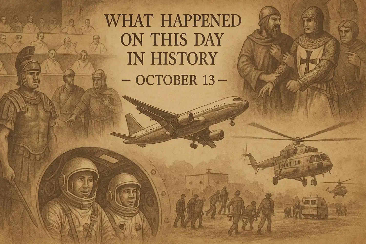 What happened on this day in history October 13 reveals centuries of change — from Roman power plays and the fall of the Knights Templar to modern air tragedies and space-age milestones.