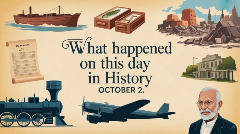 A compact roll of decisive battles, political turns, scientific firsts and public tragedies fall on this date. What happened on this day in history October 2 — From Darwin’s return and the U.S. Bill of Rights to modern crises and cultural firsts, explore concise, publication-ready summaries of the key events,