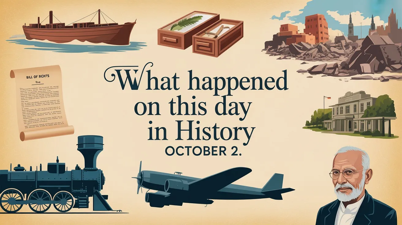 A compact roll of decisive battles, political turns, scientific firsts and public tragedies fall on this date. What happened on this day in history October 2 — From Darwin’s return and the U.S. Bill of Rights to modern crises and cultural firsts, explore concise, publication-ready summaries of the key events,