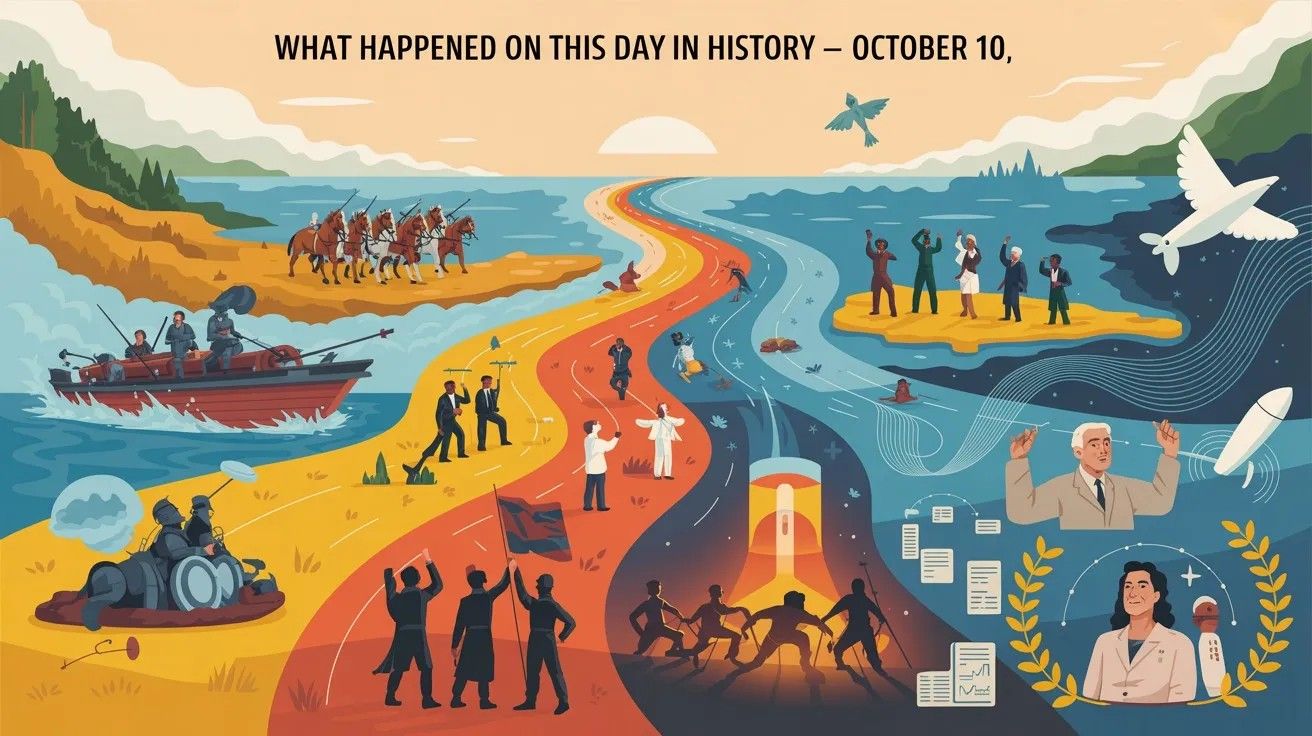Explore key moments from across centuries — wars, inventions, and historic firsts — that define what happened on this day in history October 10.