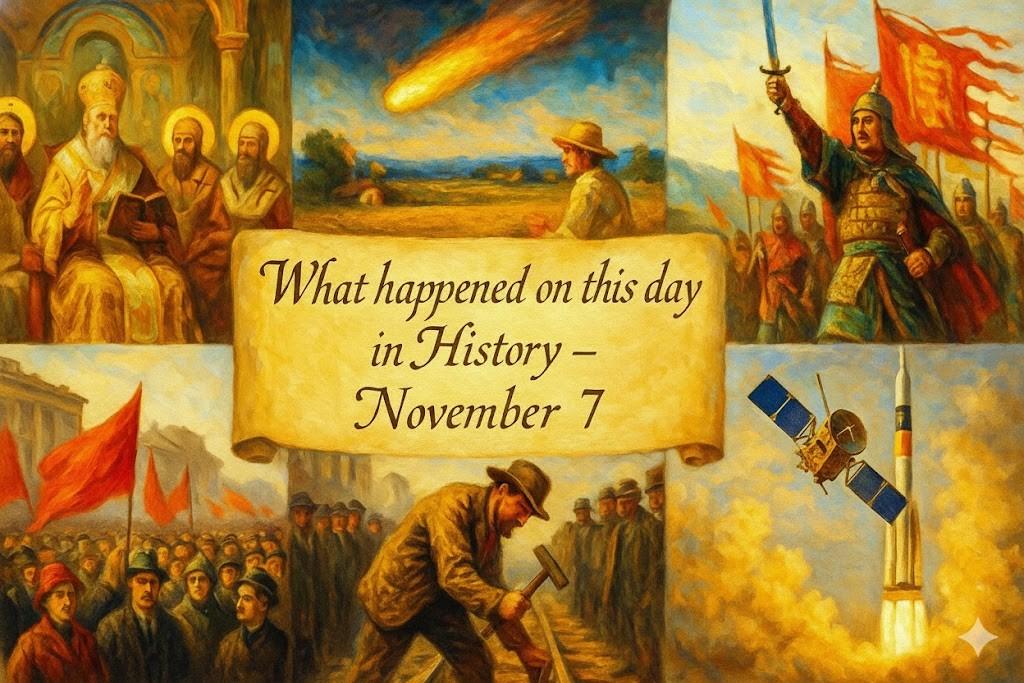 Moments of power, faith, and innovation meet in what happened on this day in history November 7 — a date marked by revolutions, councils, and global change.