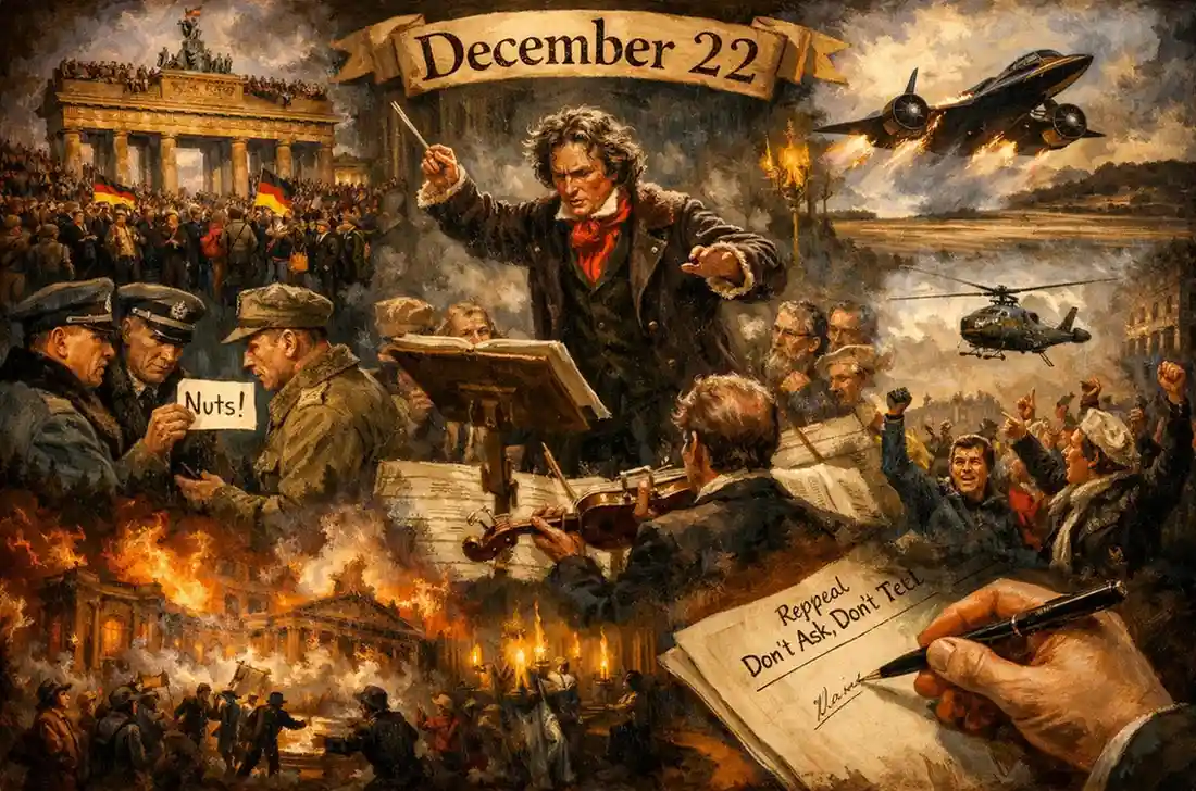 The Brandenburg Gate re-opened on this date; find out what happened on this day in history December 22 through our detailed timeline of global milestones.