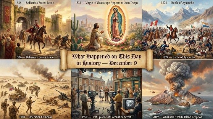 A detailed look at what happened on this day in history December 9, covering major battles, political shifts, scientific milestones, and cultural moments. A smooth, human overview perfect for readers seeking accurate, well-told historical context.