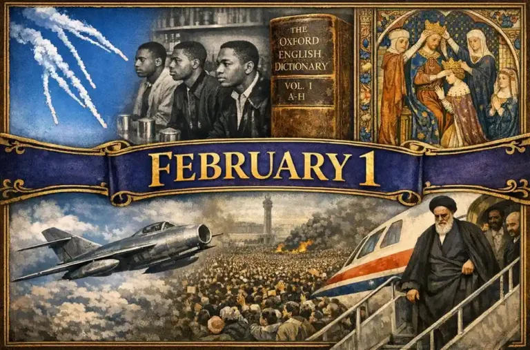 Witness the events of a transformative date and see what happened on this day in history February 1, from the Columbia disaster to the Greensboro sit-ins.