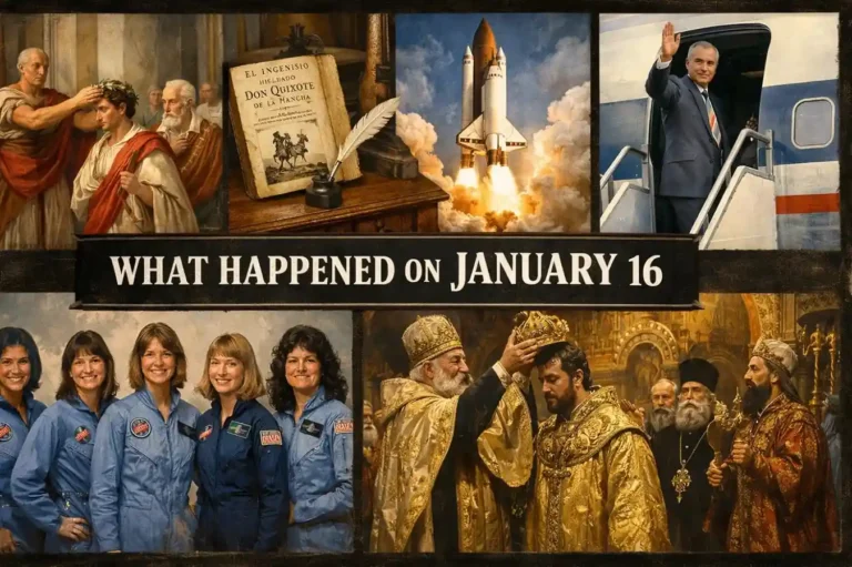 See the full timeline to discover what happened on this day in history January 16 from the birth of the Roman Empire to NASA's first female astronauts.