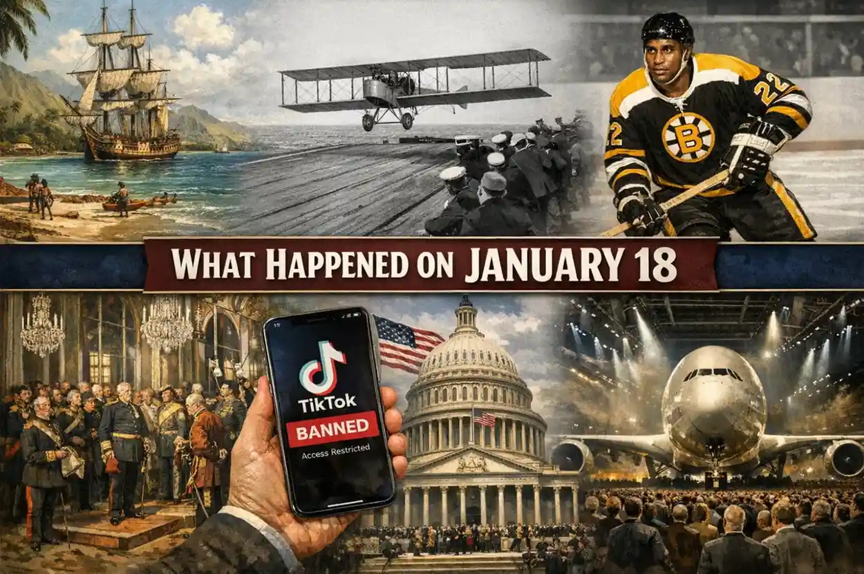 Explore the full timeline to see what happened on this day in history January 18 from the discovery of Hawaii to the 2025 TikTok ban.