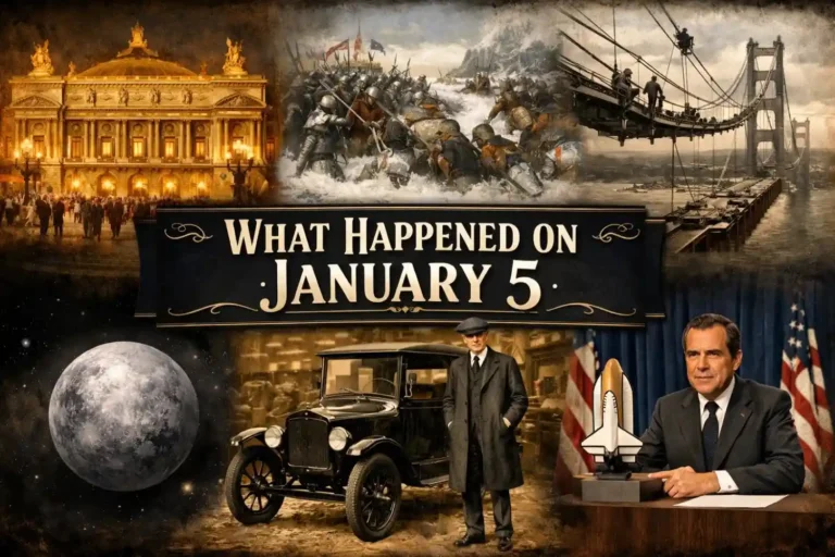 Read the fascinating list of events to see what happened on this day in history January 5 regarding the Golden Gate Bridge and Ford’s $5 day.