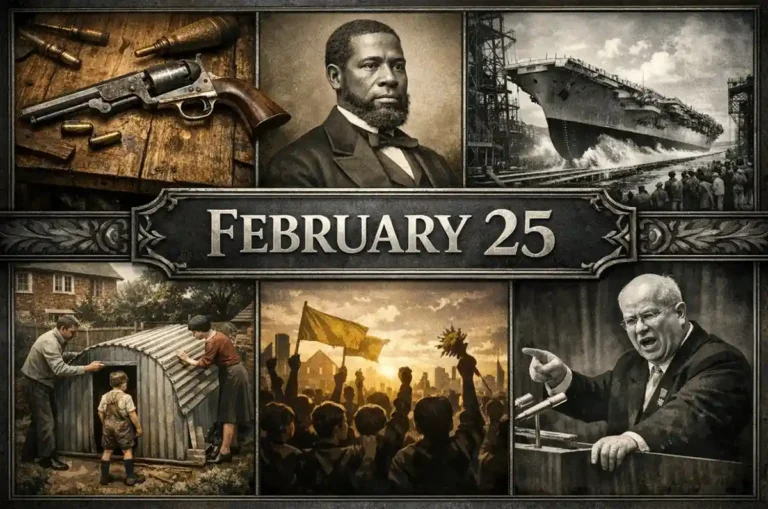 Witness the intense struggles for sovereignty and justice in what happened on this day in history February 25, including the first Black Senator and the fall of Tbilisi.