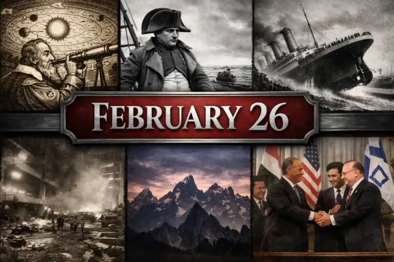 Journey through the monumental conservation and diplomatic shifts of what happened on this day in history February 26, from the creation of the Grand Teton National Park to the end of the Khojaly Massacre.