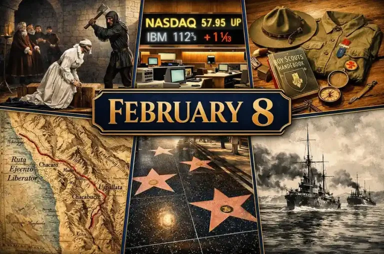 Review the major shifts in global power and see what happened on this day in history February 8, from the execution of Mary, Queen of Scots, to the debut of NASDAQ.