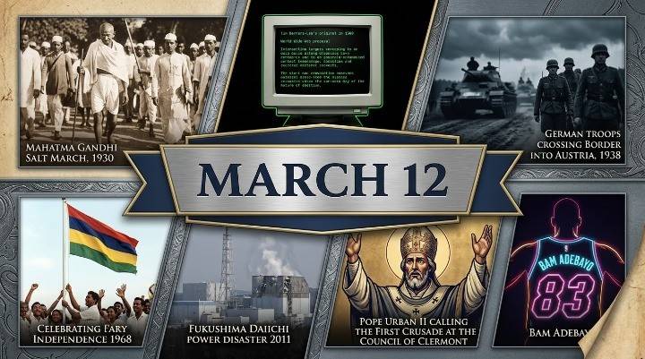 Trace the shifts in global power in what happened on this day in history March 12, featuring the annexation of Austria and the Truman Doctrine.