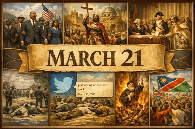 Observe the social and athletic breakthroughs recorded on this day in history March 21, including the founding of Twitter and the integration of the NFL.