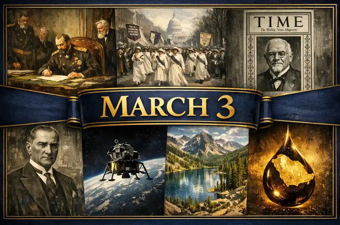 Trace the landmark social and political shifts of what happened on this day in history March 3, from the freeing of Russian serfs to the end of the Ottoman Caliphate.