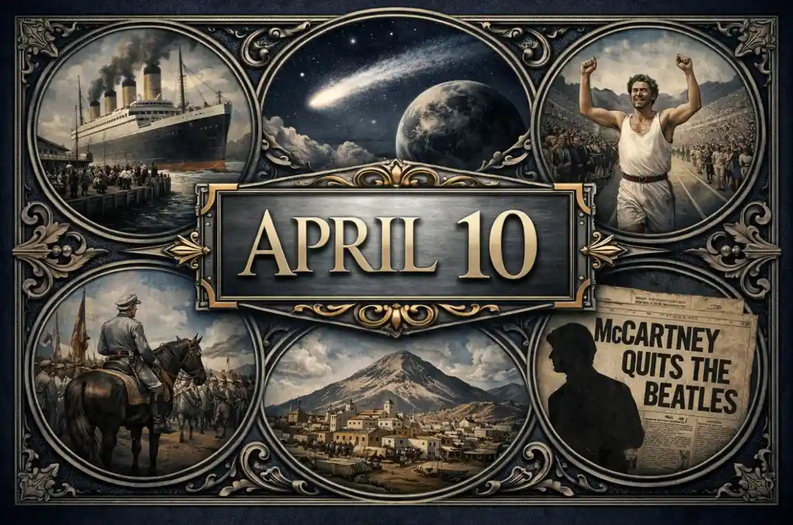 Discover the 1815 Tambora eruption and Halley's Comet approach on this day in history April 10, marking significant natural and cosmic events.