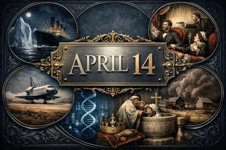 Explore the assassination of Lincoln and the Titanic's collision on this day in history April 14, featuring major national and maritime tragedies.