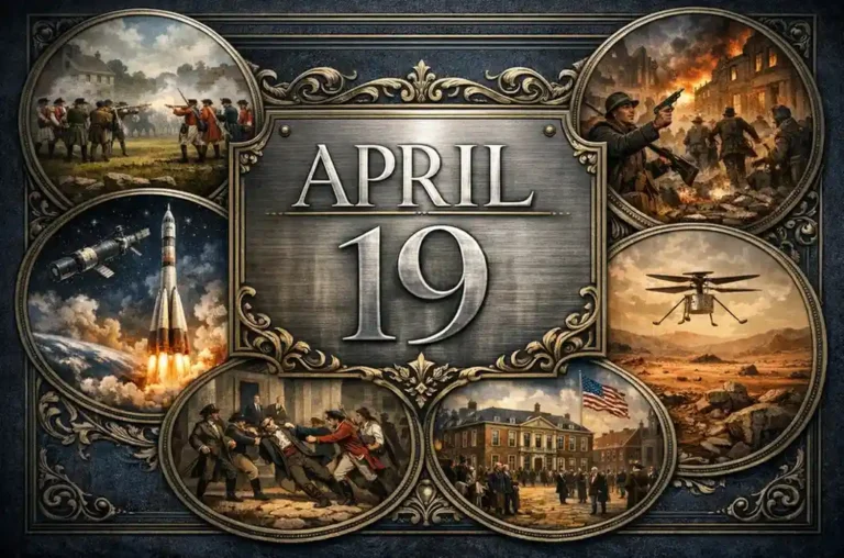 Learn about the Battles of Lexington and the Warsaw Ghetto Uprising on this day in history April 19, featuring major revolutionary and resistance milestones.