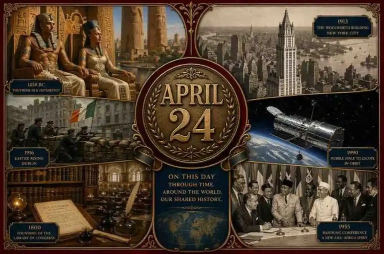 Explore the 1916 Easter Rising and the 1990 launch of the Hubble Space Telescope on this day in history April 24, highlighting major political and scientific shifts.