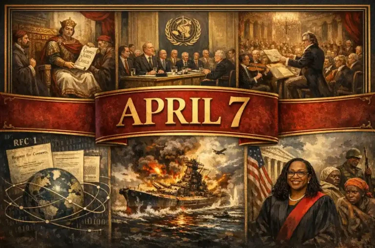 Examine Beethoven's Eroica premiere and the birth of the internet on what happened on this day in history April 7, marking cultural and tech shifts.