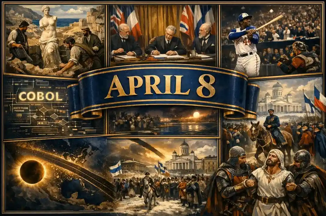 Examine Hank Aaron's home run record and the birth of COBOL on what happened on this day in history April 8, marking sports and tech shifts.