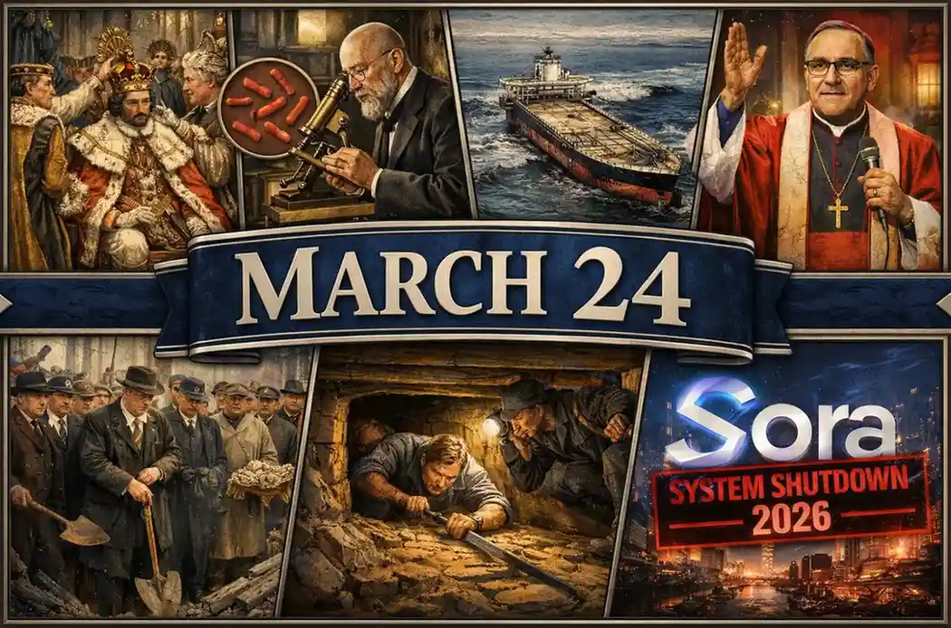 Observe the modern milestones and technological exits of this day in history March 24, featuring Bhutan’s democracy and the Sora shutdown.