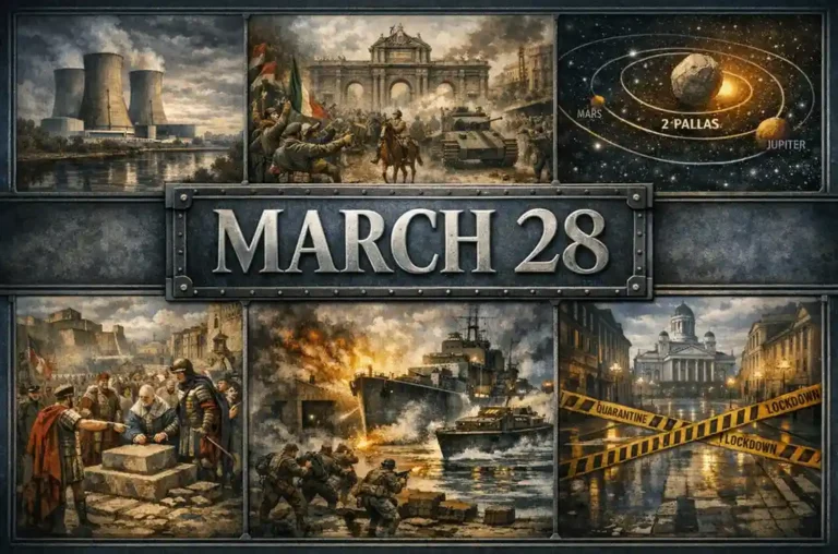 Observe the founding of modern capitals and the impact of major earthquakes on this day in history March 28, featuring Valletta and the 2005 Sumatra quake.