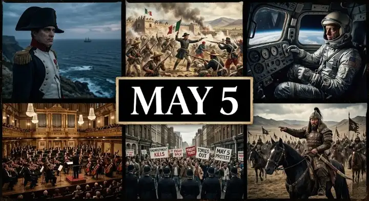 Napoleon's death, the Battle of Puebla, and Alan Shepard’s space flight—see what happened on This Day in history May 5 through our collection of gripping events.