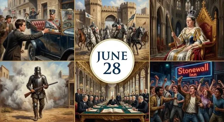 Details on what happened on this day in history June 28 showing the rise of Mercedes-Benz, the dramatic capture of Ned Kelly, and major global wars.