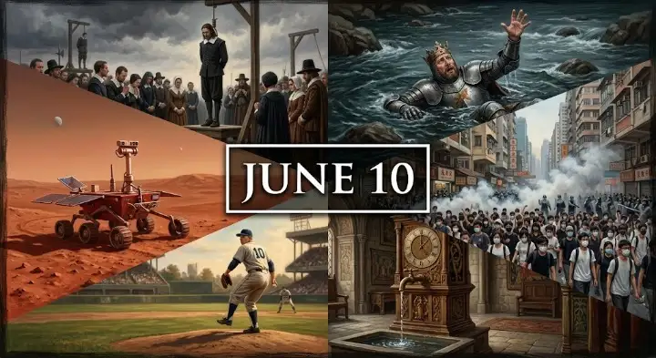 What happened on this day in history June 10? From Barbarossa's crusade disaster to the 1987 Korean democracy protests, read the full story.
