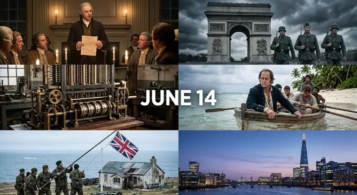 Flames tore through Grenfell, while centuries earlier the US flag was born. Read what happened on this day in history June 14 and feel the weight of our past.