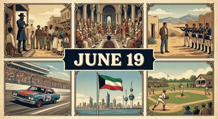 From the Nicene Creed to Juneteenth — This Day in History June 19 — covers every major event, battle, and observance tied to this date. (146 chars)