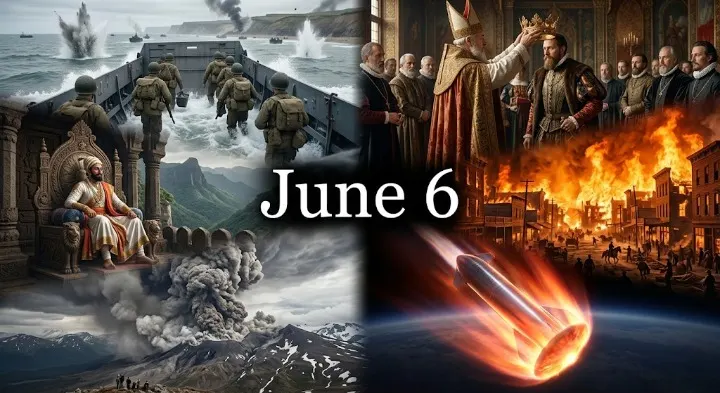 What actually happened on this day in history June 6? Read gripping accounts from the Normandy beaches to the crowning of a legendary Maratha emperor.