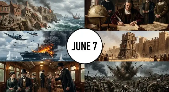 A massive 1692 earthquake sank Port Royal, while in 1942 the US Navy won at Midway. Read how This Day in History June 7 altered global maps across time.