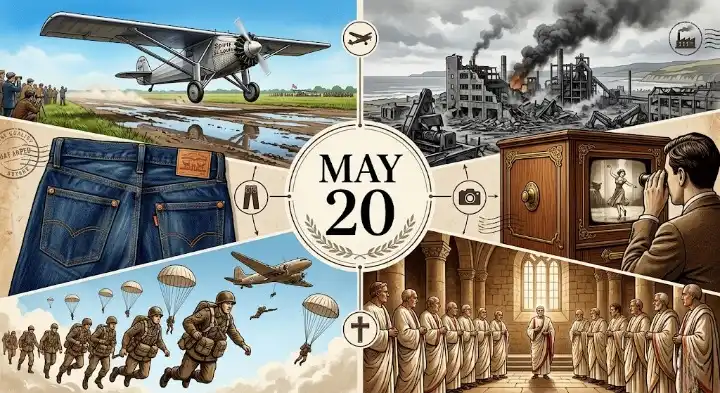 Unpack real human dramas like Amelia Earhart's flight. This day in history May 20 features intense military sieges and everyday inventions that remain today.