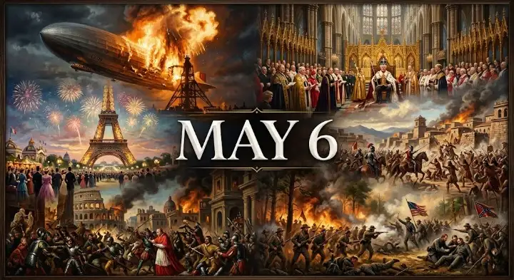 What happened on this day in history May 6? From the Hindenburg disaster to the fall of Renaissance Rome, discover the major events that shaped our world.