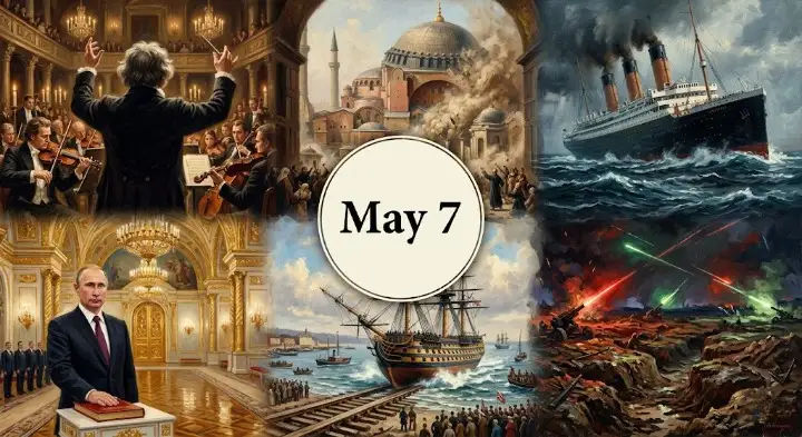 Learn about the events of This Day in History May 7, including Beethoven’s deaf conducting triumph and the tragic ocean sinking of the Lusitania.