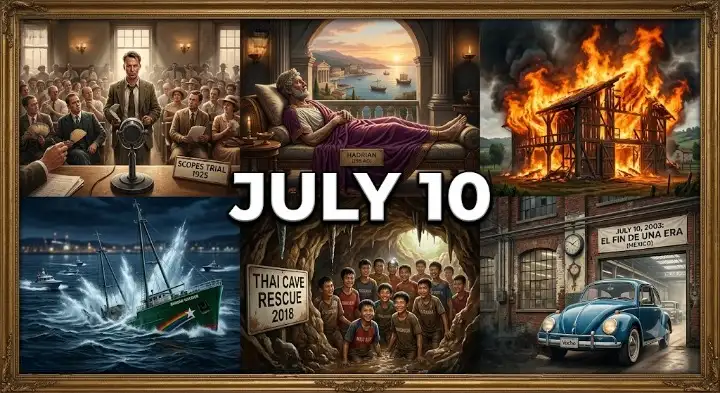 From Roman emperors to modern soccer triumphs, this day in history July 10 packed centuries of intense human drama into 24 hours.