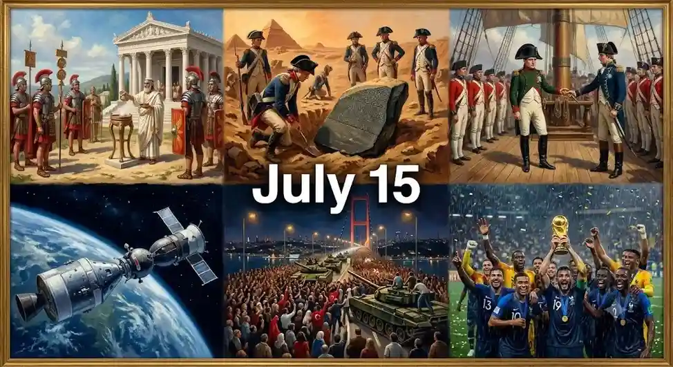Discoveries like the Rosetta Stone and Napoleon's surrender marked this day in history July 15 as an unforgettable turning point across centuries.