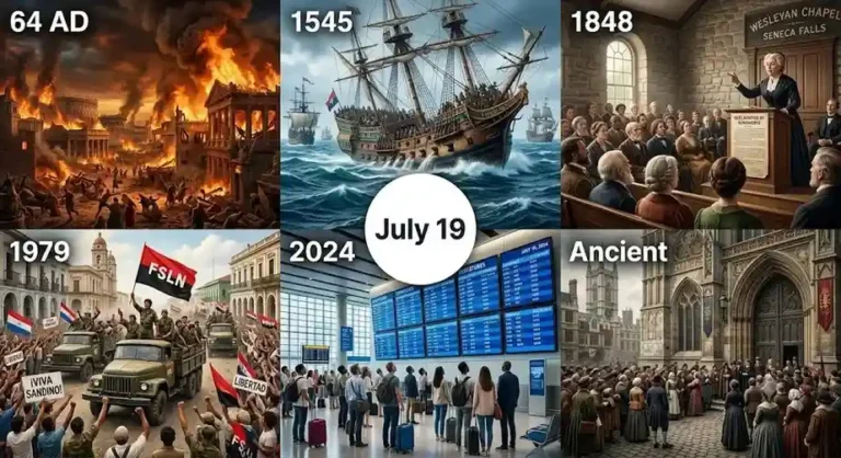 Discover the facts from this day in history July 19, including the Battle of Guadalete, tragic maritime disasters, and momentous political revolutions.