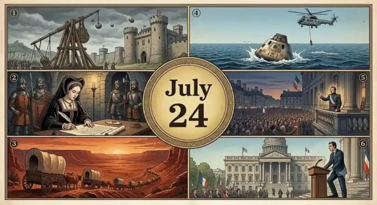 What happened on July 24 in history? This day in history July 24 covers Stirling Castle's fall, Apollo 11's return, and Sri Lanka's Black July riots.