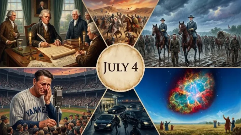Witness the human stories that unfolded when this day in history July 4 brought radical changes. See the real events behind the dates that altered global power.