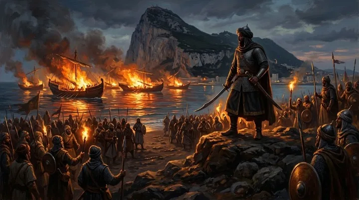 Tariq ibn Ziyad and the legend of the burning ships at Gibraltar